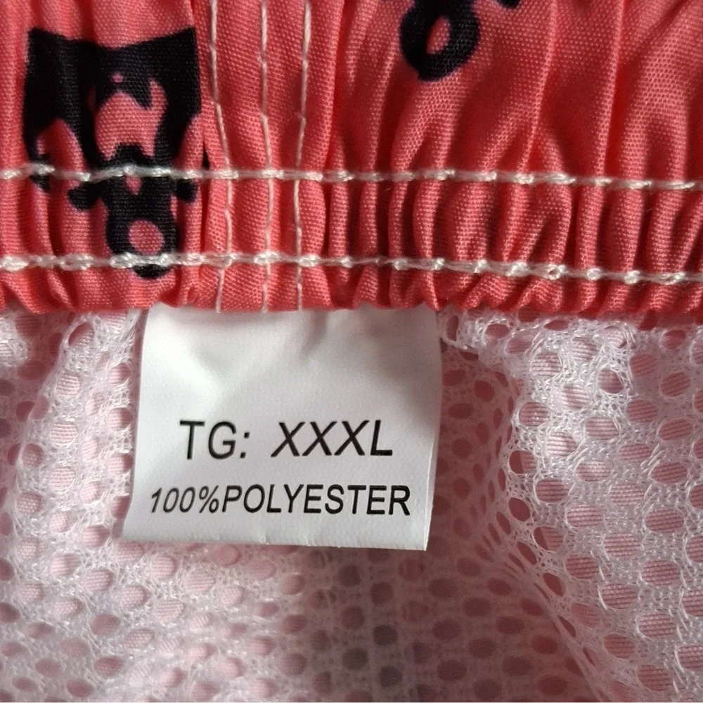 Scotamalone Men's Anchor Print Swim Trunks Pink/Black Mesh Lined Size XXXL